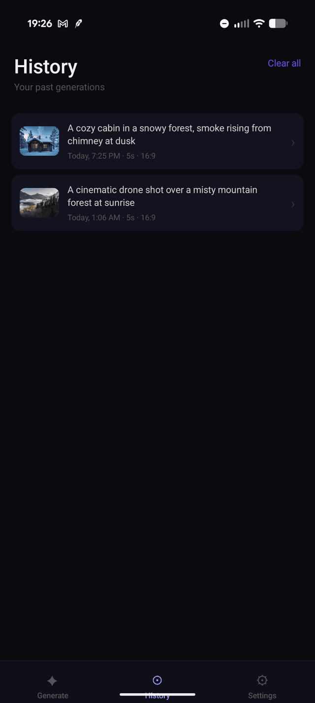 Vidsmia Creation Screen